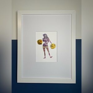Cheerleader postage stamp art